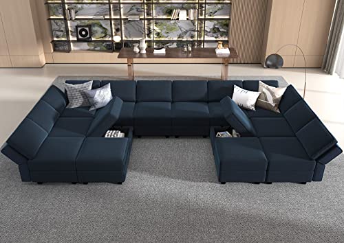 Belffin Oversized Modular Sectional Sofa with Double Chaises and Storage F17277
