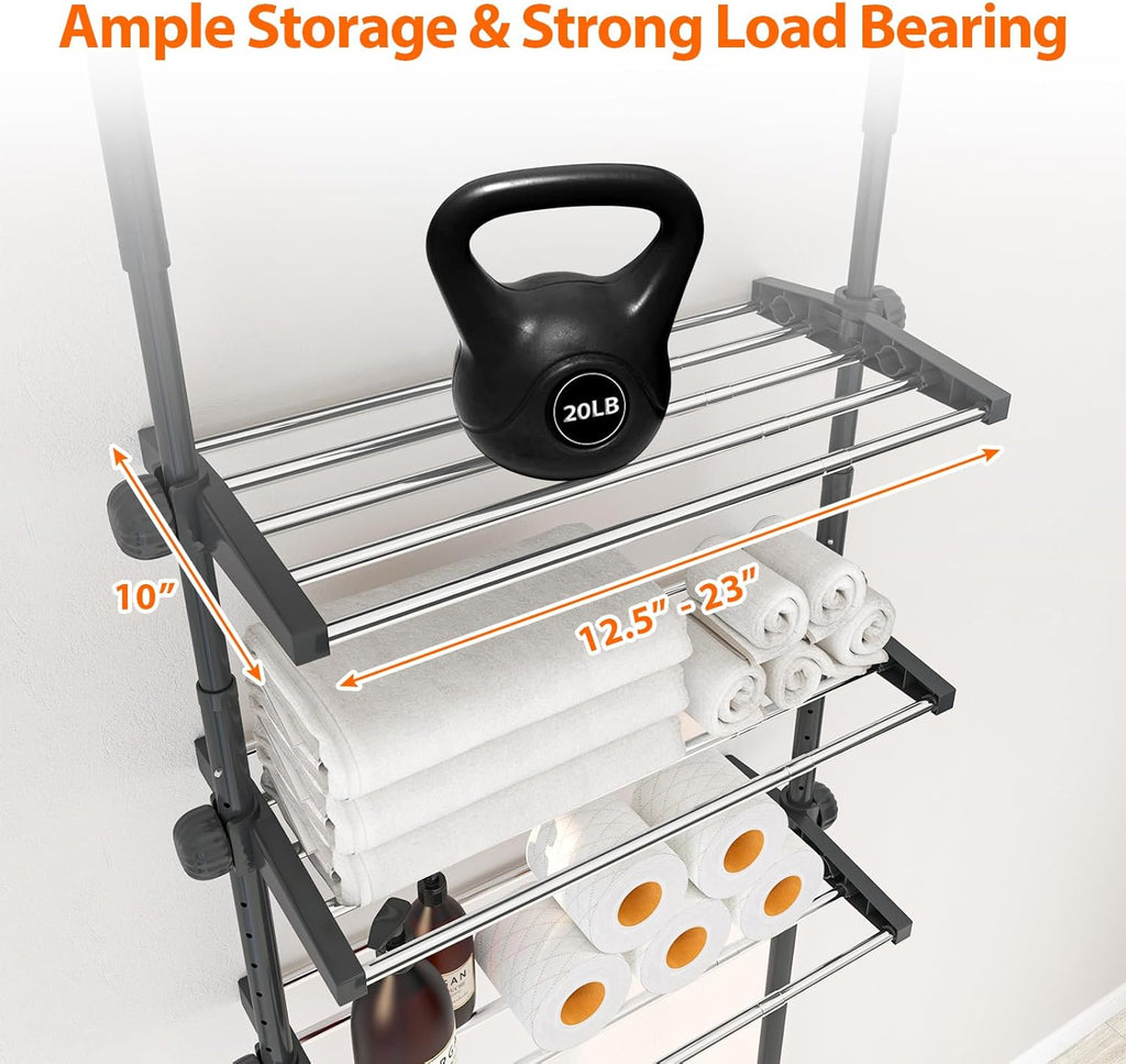 Bathroom Over The Toilet Storage, 4-Tier Adjustable Metal Shelving J3818