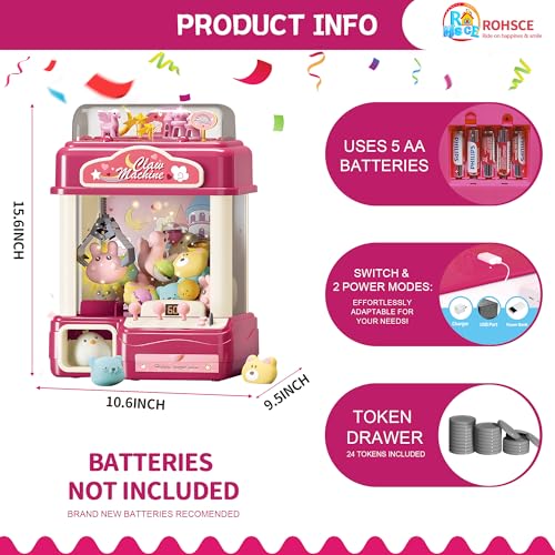 Claw Machine for Kids with Music Lights, USB Rechargeable, Ages 4-12 X2020