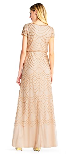 Adrianna Papell Women's Short Sleeve Beaded Gown H9938