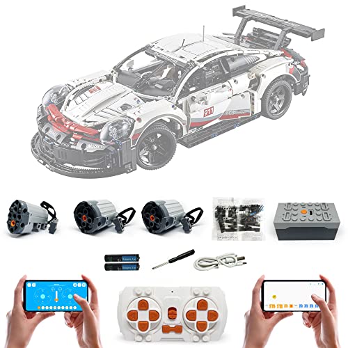 Speed Power Functions Motor Accessories for Lego 42096 Technic Porsche 911 RSR, APP 4 Control Modes, with 3 Motor, Modification Accessories Set (Model not Included) (42096 Super Motor)
