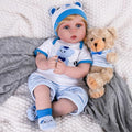 Aori Real Life Baby Dolls Lifelike Baby Doll 22 inch Realistic Newborn Boy Soft Weighted Body with Feeding Accessories Doll Set