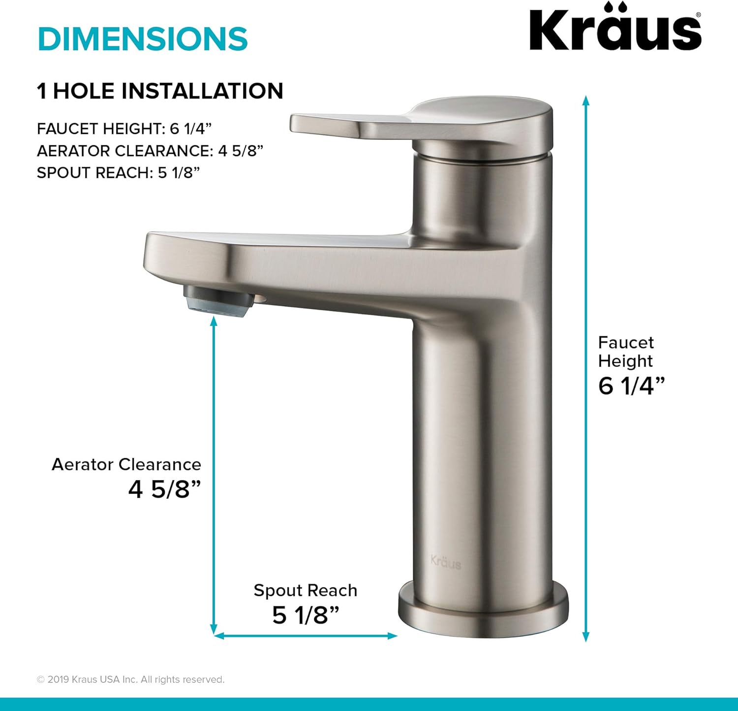 KRAUS Indy Single Handle Basin Bathroom Faucet, Spot Free Stainless Steel T51908