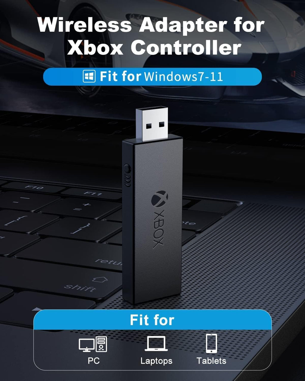 Wireless Adapter for Xbox One Controller for PC, Windows 7/8/10, Black U14616