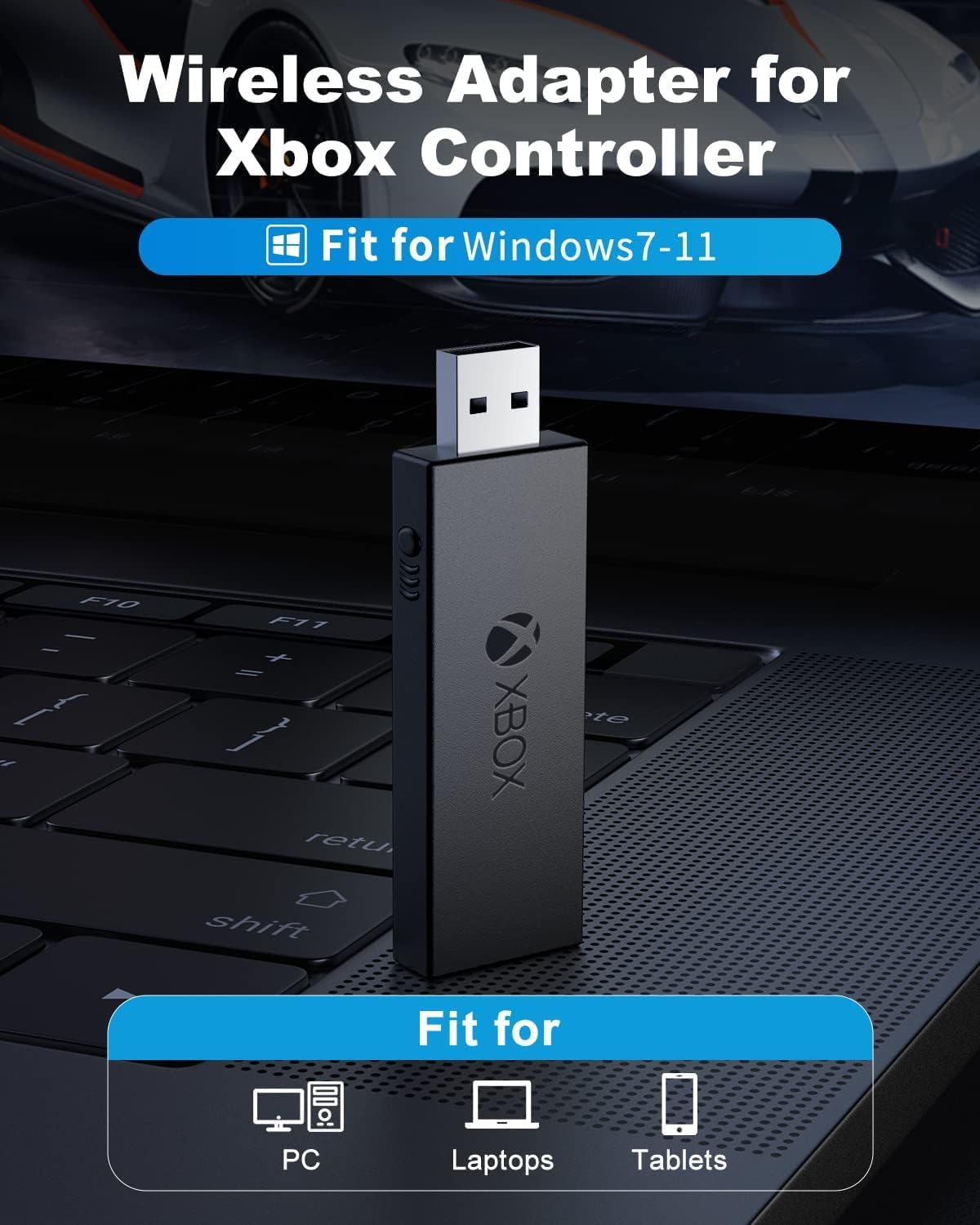 Wireless Adapter for Xbox One Controller for PC, Windows 7/8/10, Black U14616