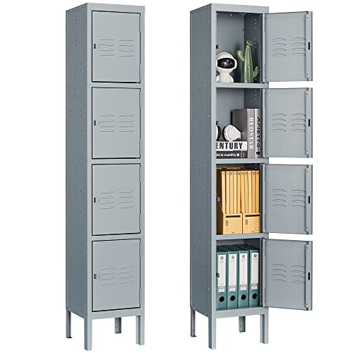 Letaya Metal Lockers 5 Doors 66" Tall Steel Storage Cabinet Gray G40479