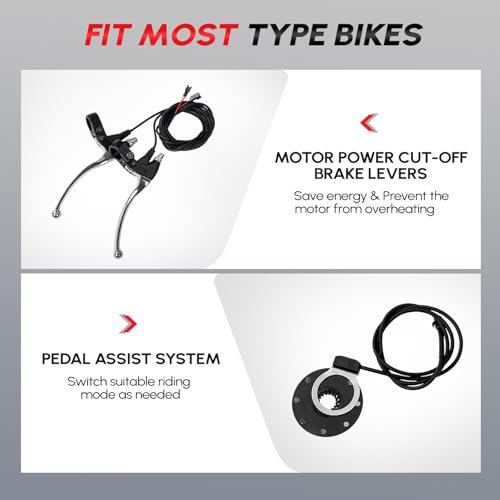 PEXMOR Electric Bike Conversion Kit 48V 1200W 26" Hub Motor T201