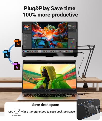 Portable Monitor 15.6 Inch FHD IPS USB C Laptop Screen Extender Q4122