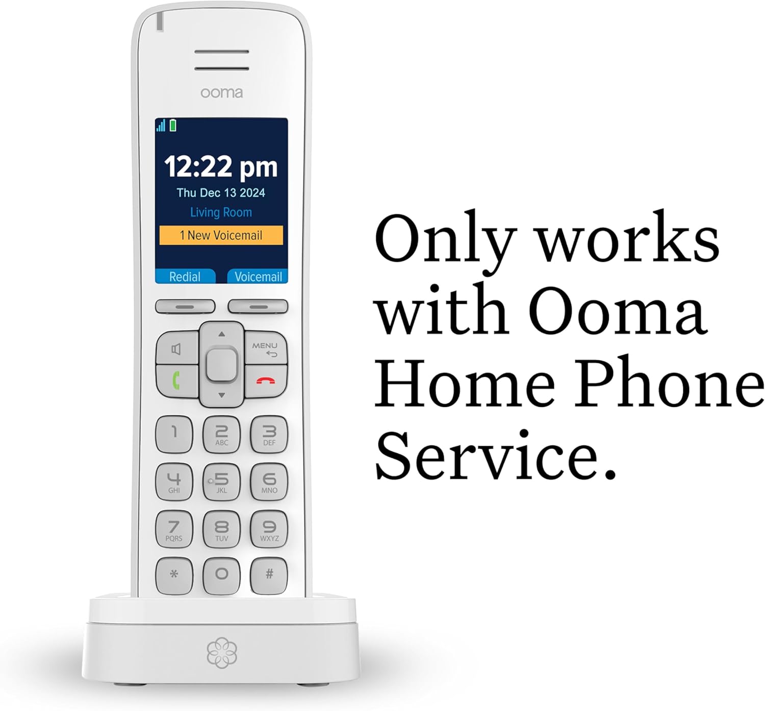 Ooma HD3 Handset White Cordless Phone with Caller ID and HD Voice J6880