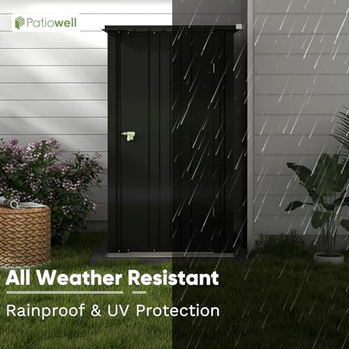 Patiowell 3 x 3 FT Outdoor Storage Shed with Sloping Roof, Grey F27529