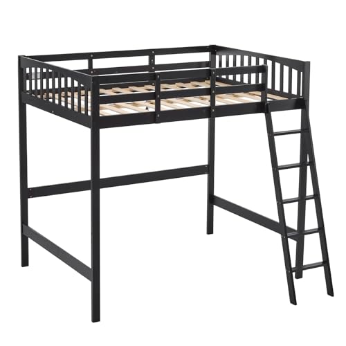 VINGLI Twin Loft Bed with L-Shaped Desk, 3 Storage Drawers, Solid Wood, White W24917