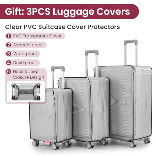 Merax 3 Piece Luggage Set, Expandable Hard Shell with TSA Lock, Silver D98092