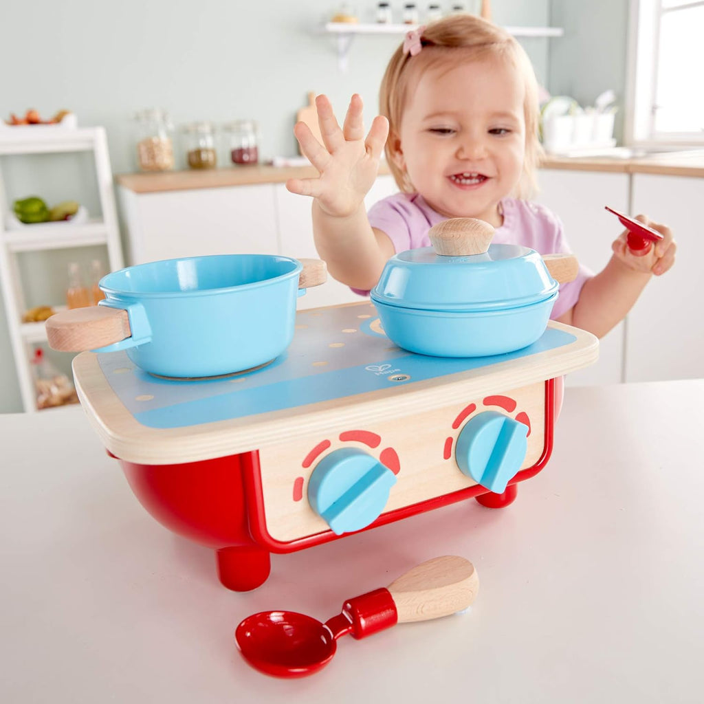 Hape Toddler Wooden 6 Piece Kitchen Set with Toy Stove H7320