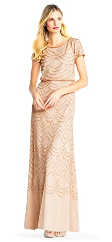 Adrianna Papell Women's Short Sleeve Beaded Gown H9938