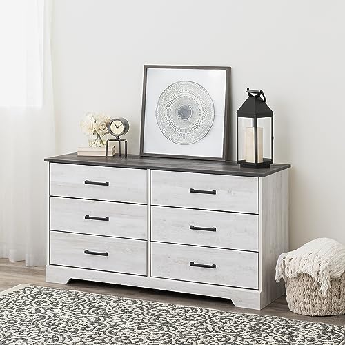 Prepac Rustic Ridge Farmhouse 6-Drawer Double Dresser, Brown X6434