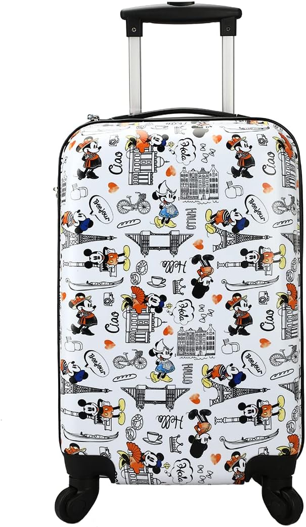 Disney Mickey Mouse and Minnie Mouse 20 White Carry-On Luggage with Rolling Wheels