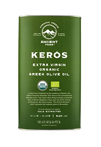 Ancient Foods Keros Greek Organic Extra Virgin Olive Oil Cold Pressed 33.8oz D8264