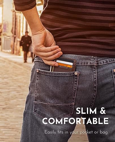 Buffway Slim Wallet for Men Women Minimalist RFID Blocking Bassa Chocolate C80809
