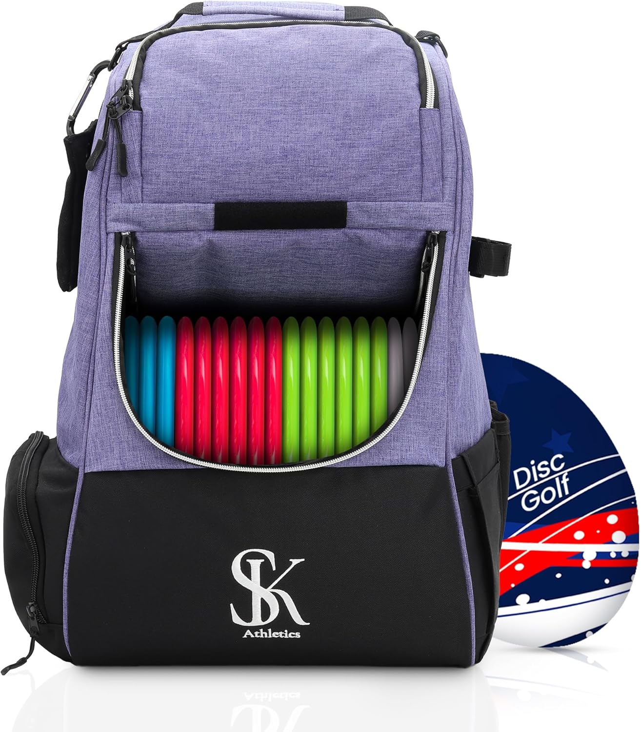 Disc Golf Bag w/Chalk Bag | Durable Disc Golf Backpack w/Ergonomic Straps to Reduce Fatigue | Stand-Up Design Disc Golf Bags w/Pockets for Disc Golf Putter & Disc Golf Retriever Pole