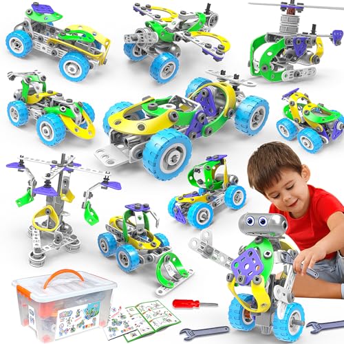 10 in 1 STEM Toys for 4 5 6 7 8+ Year Old Boy Girl Birthday Gifts Building Toys for Kids Ages 4-8 5-7 6-8 Educational Stem Activities for Boys 4-6 4-7 Construction Creative Games Christmas Idea Gift