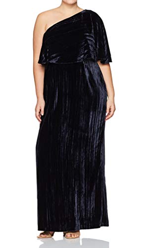 Adrianna Papell Women's Long Velvet One Shoulder Dress