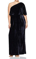 Adrianna Papell Women's Long Velvet One Shoulder Dress
