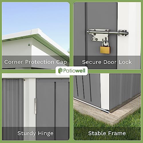 Patiowell 5x3 FT Outdoor Storage Shed with Sloping Roof and Lockable Door, Brown L4971