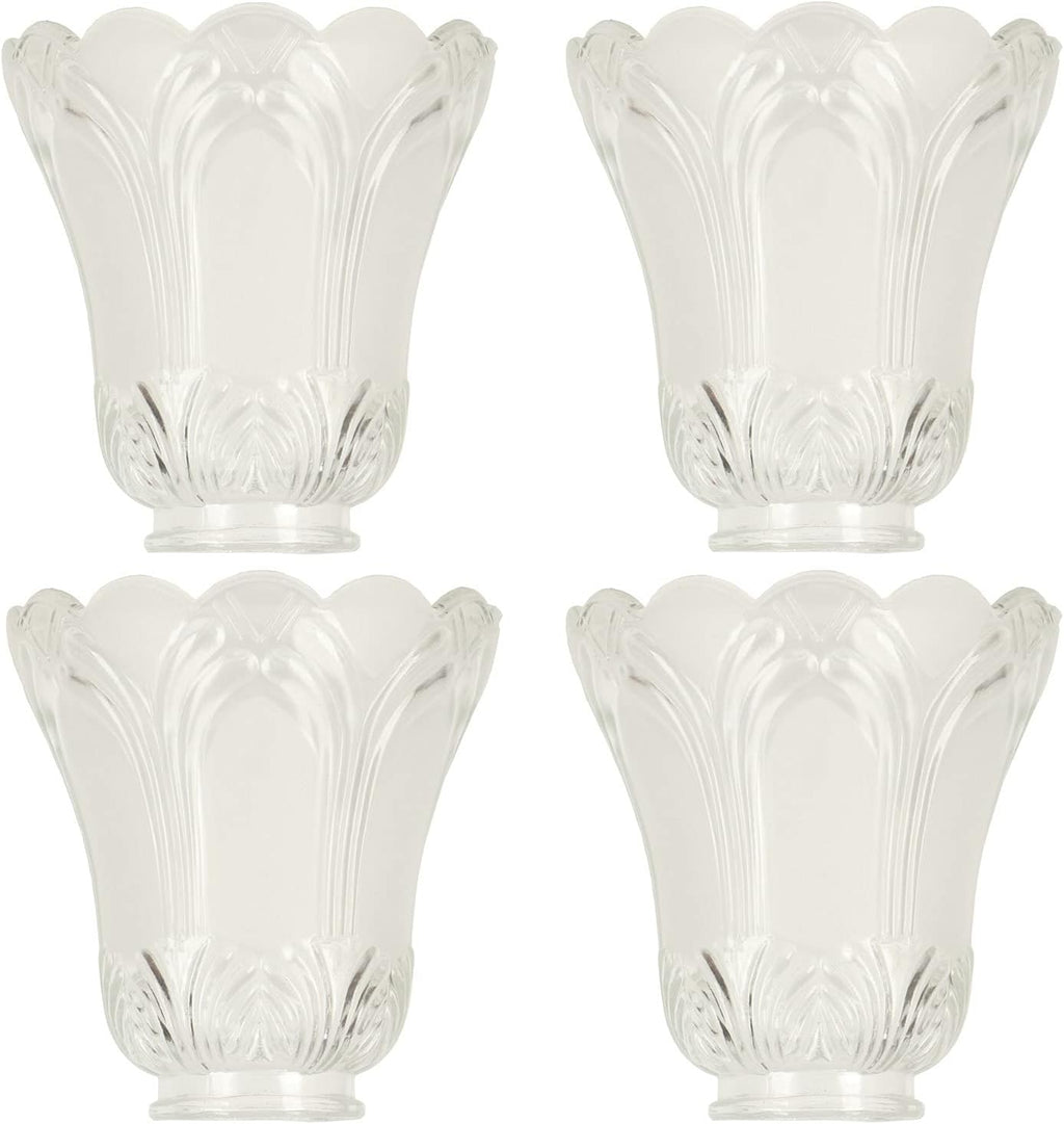 Clear & Frosted Ceiling Fans Light Covers Glass Shade, Transitional Style Replacement Glass Shade with Standard 2-1/8" Fitter Size, 4-4/5" high x 5" Diameter, Pack of 4