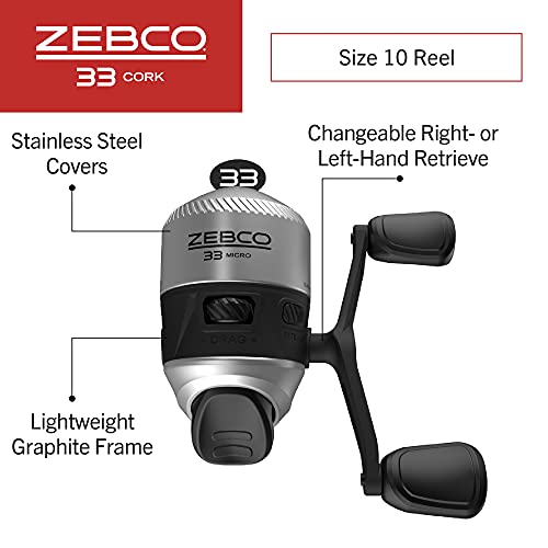 Zebco 33 Cork Reel and Fishing Rod Combo, Graphite Rod, Black Y275