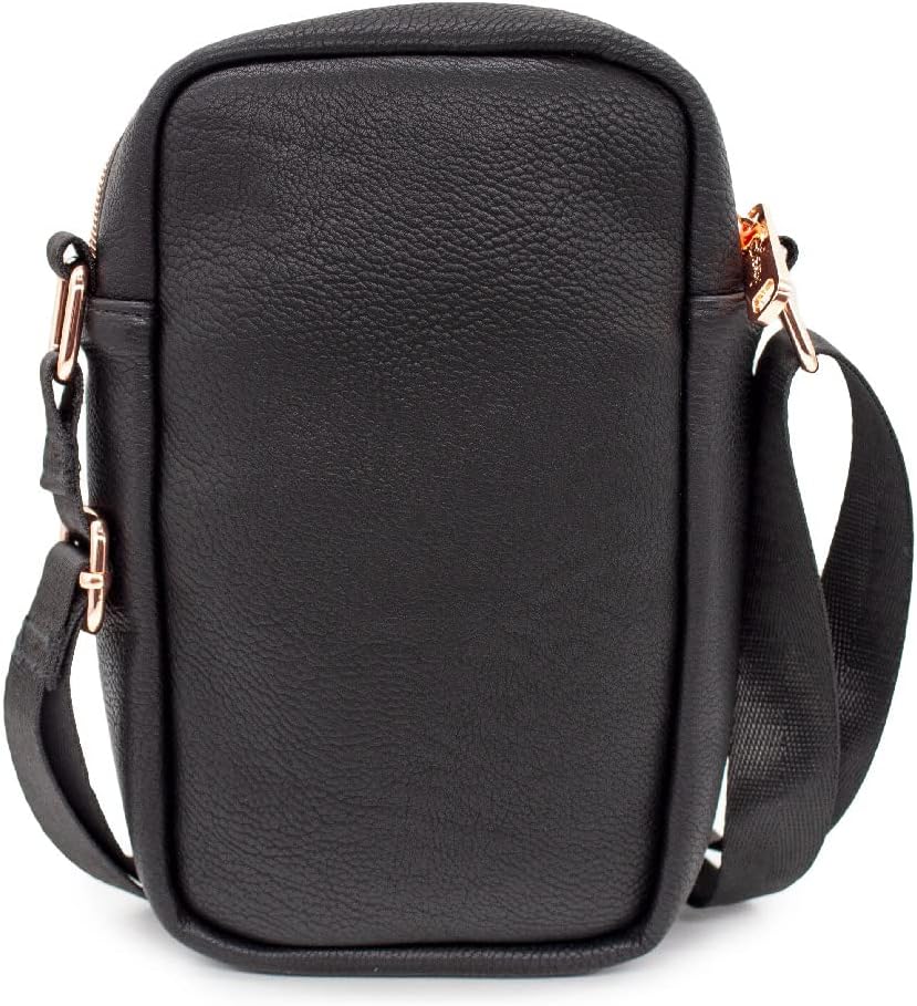 Buckle Down Disney Crossbody Bag with Mickey Mouse Embossed Black Vegan Leather E971939