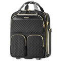 Small Underseat Carry On Luggage with Wheels, Lightweight Travel Airline Approved Personal Item Bag, Multiple Compartments Carry-On Rolling Suitcase for Women, Black Gold