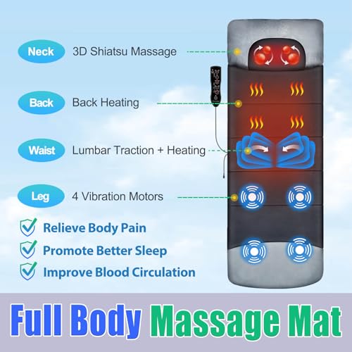 Full Body Massage Mat with Shiatsu Neck Massager and Heat J9949