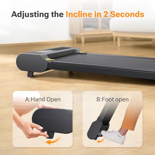 UREVO Walking Pad with Incline, Under Desk Treadmill for Home, 2.25HP, Remote Control K8206