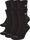 Nike Everyday Plus Cushioned Training Crew Socks (6 Pack) LG Black