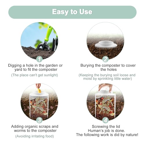 In-Ground Worm Composter Bin for Raised Garden Beds, 2 Gallons, BPA Free, White U27331