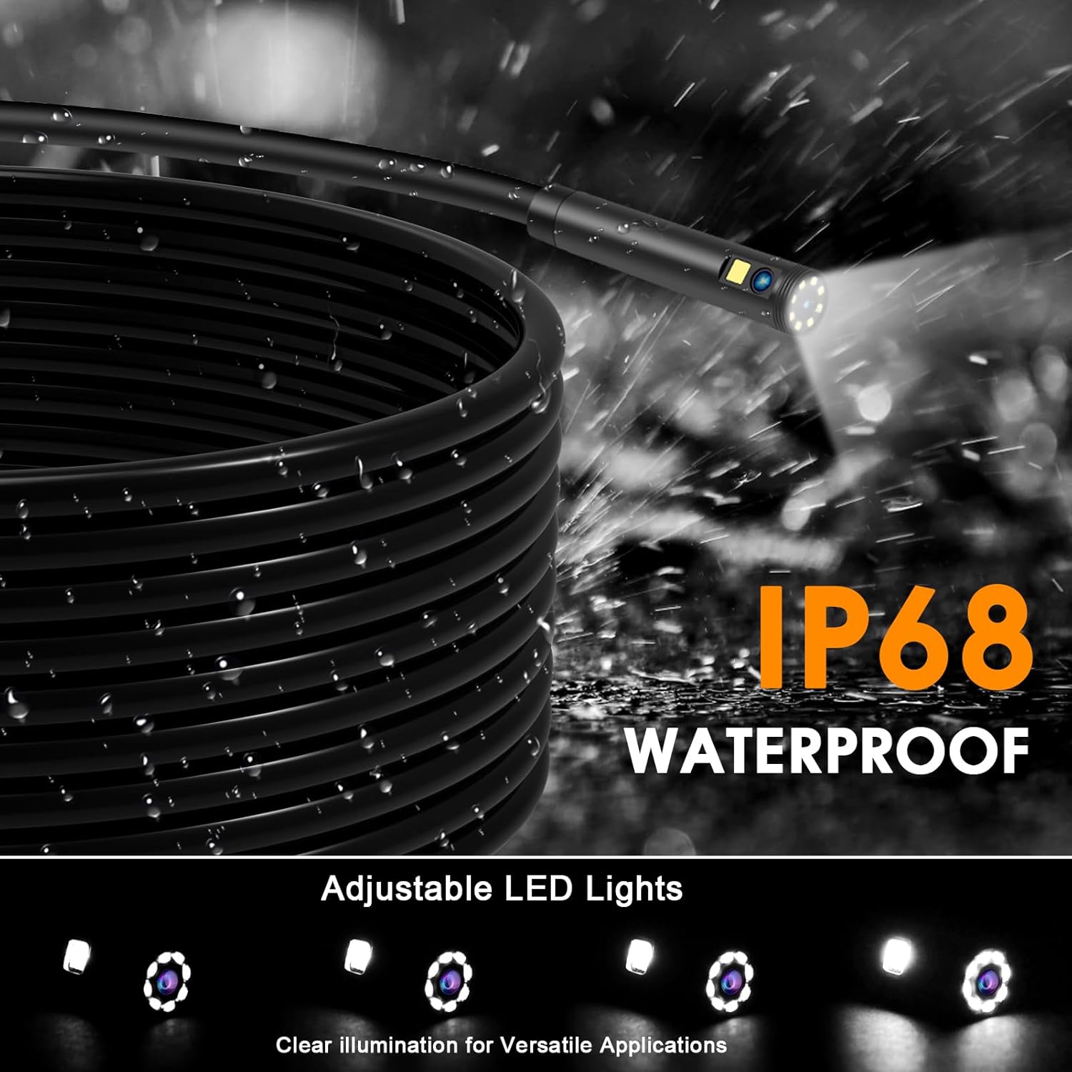 Dual Lens Industrial Endoscope 1080P Borescope Inspection Camera with 4.3" LCD Screen Q70981