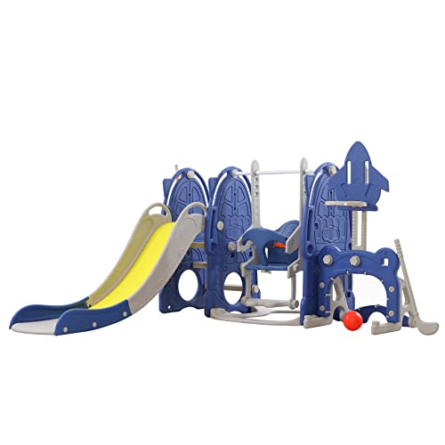 UNICOO - Toddler Slide and Swing Set, Kids Indoor and Outdoor Playground Combination for Boys & Girls (8 in 1 - Muti-Color)
