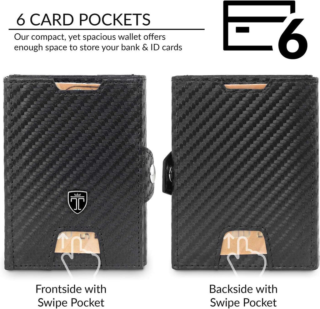 TRAVANDO Slim Wallet for Men Carbon RFID Blocking D450