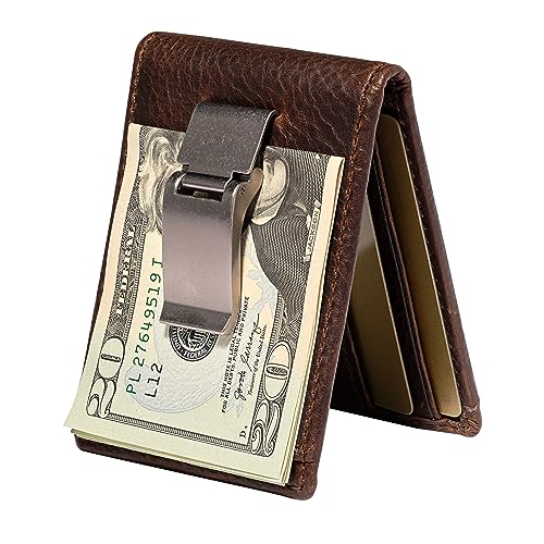 House of Jack Co. MAVERICK ID Bifold Money Clip Wallet For Men | Full Grain Leather Front Pocket Wallet | Bifold Wallet with Money Clip