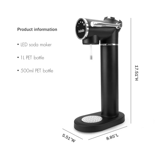 Sparkling Water Maker with LED Screen, Stainless Steel, 3 Bottles, Black P741