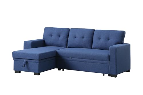 L-Shaped Pull Out Sleep Sofabed with Storage Chaise, Chenille Upholstered X30892