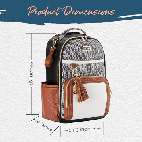 Itzy Ritzy Diaper Bag Backpack – Large Capacity with 19 Pockets, Changing Pad, Black G8051