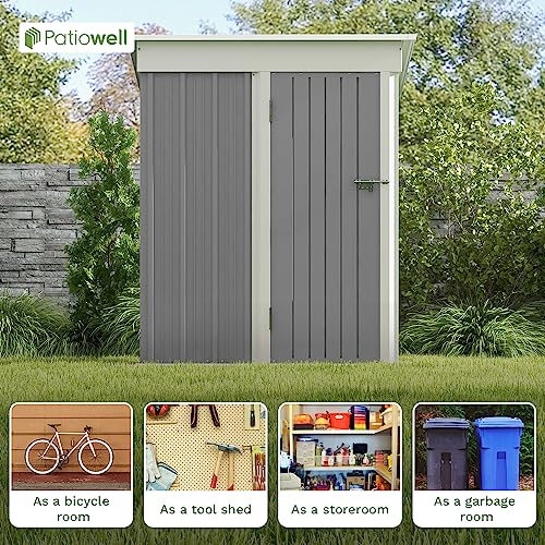 Patiowell 5x3 FT Outdoor Storage Shed with Sloping Roof and Lockable Door, Brown L4971