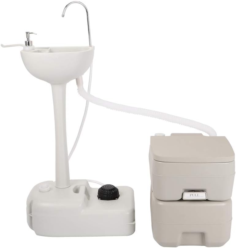 Portable Sink and Toilet Combo with 5 Gal Hand Washing Station T131099