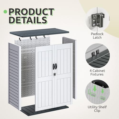 GOOBED Vertical Outdoor Storage Shed, 59 cu ft Lockable Waterproof Tool Organizer, Brown L70366