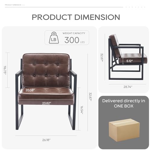 COLAMY Mid Century Modern Accent Chair Set of 2, Faux Leather, Black S4169