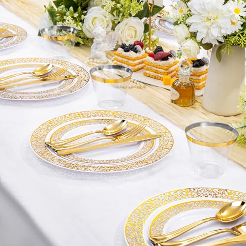 WELLIFE Silver Party Dinnerware Set for 50 Guests, Disposable A689948