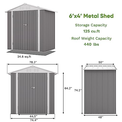Patiowell 5x3 FT Outdoor Storage Shed with Sloping Roof and Lockable Door, Brown L4971