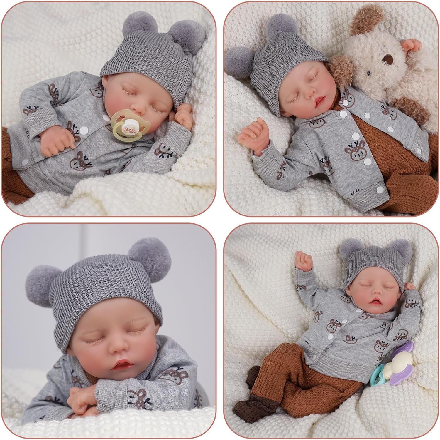BABESIDE Reborn Baby Dolls 17-Inch Soft Body Realistic Boy with Toy Accessories Gift Set Q212855