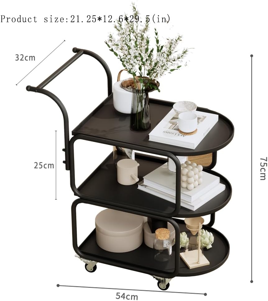 Metal 3-Tier Rolling Bar Cart with Lockable Wheels Z132312